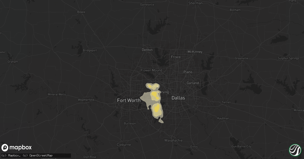 Hail map in Grapevine, TX on December 16, 2024
