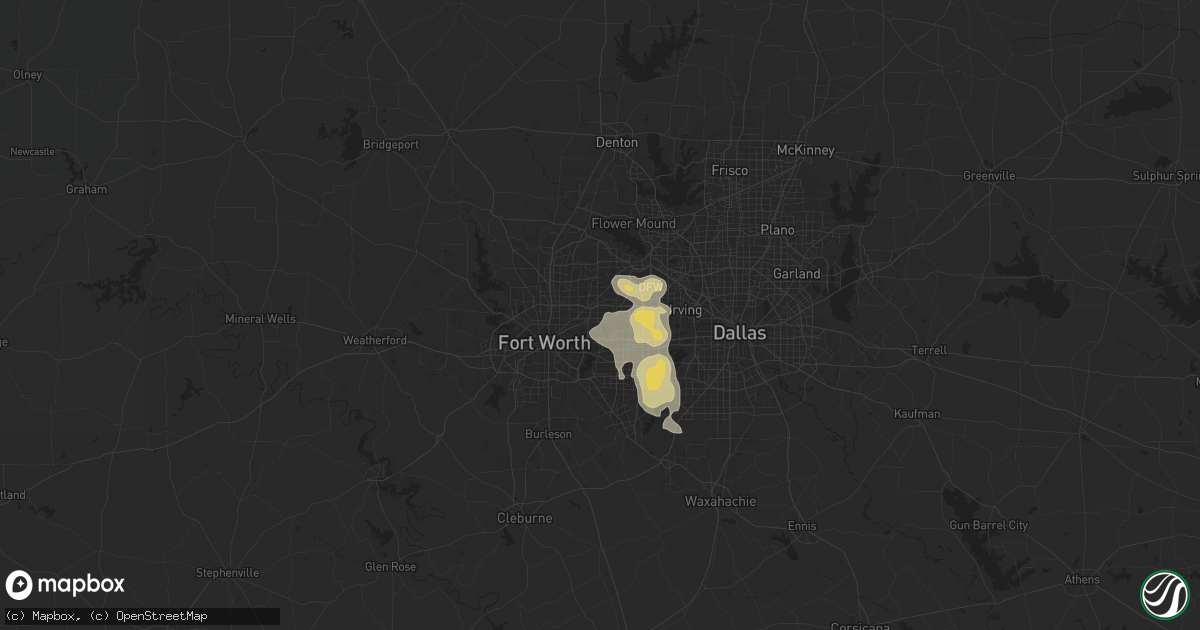 Hail map in Hurst, TX on December 16, 2024
