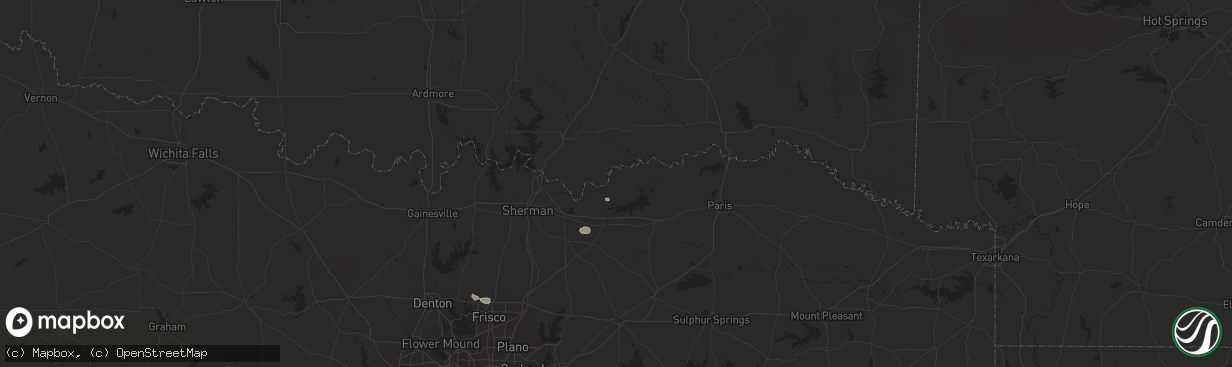 Hail map in Ivanhoe, TX on December 16, 2024