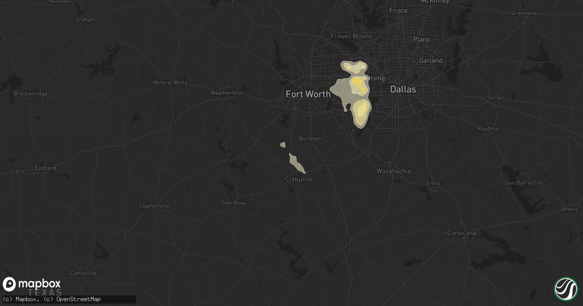 Hail map in Joshua, TX on December 16, 2024