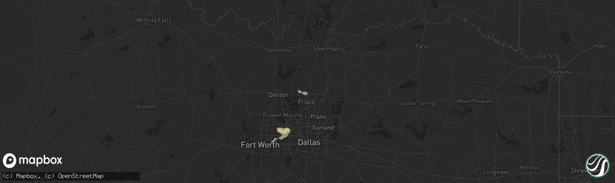 Hail map in Prosper, TX on December 16, 2024