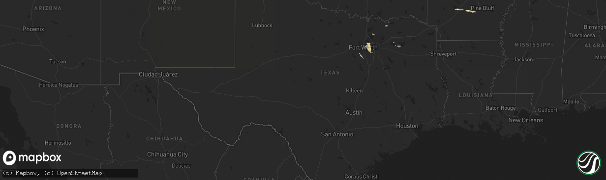 Hail map in Texas on December 16, 2024