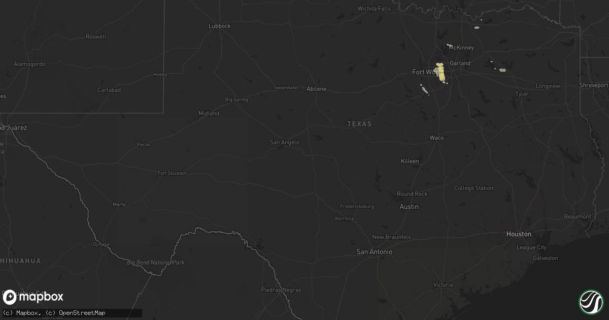 Hail map in Texas on December 16, 2024