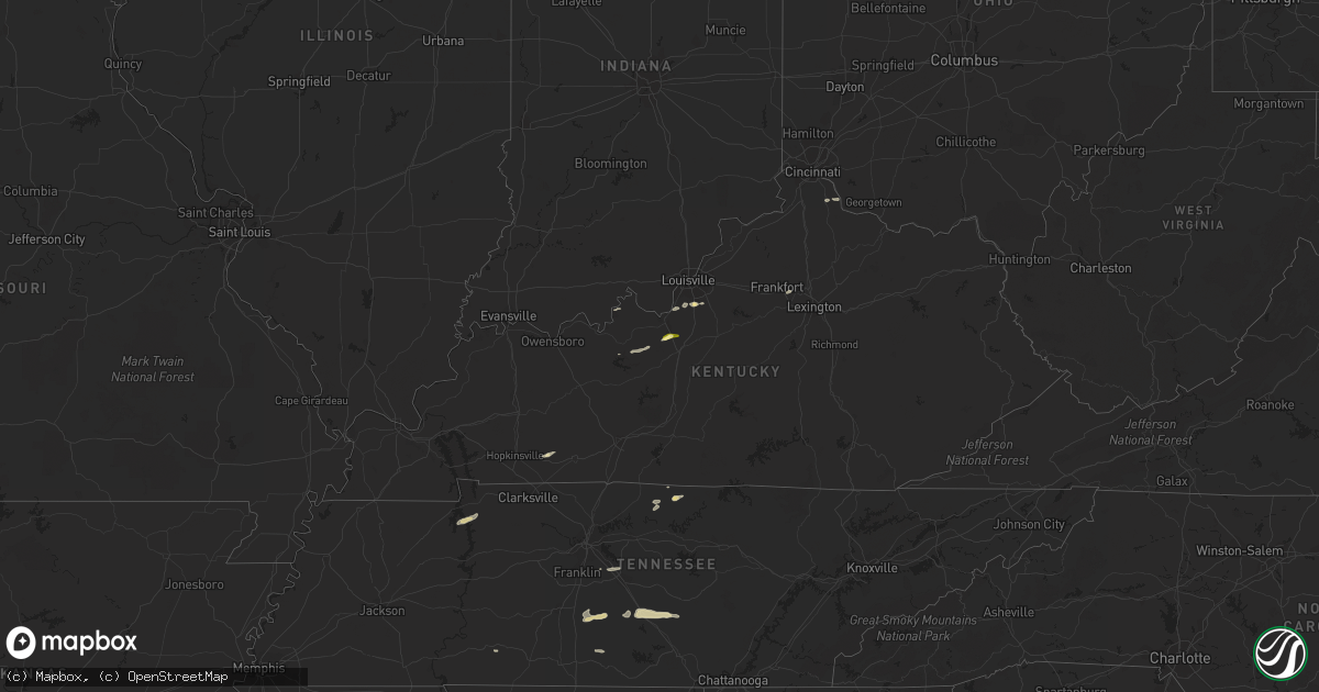Hail map in Kentucky on December 17, 2012