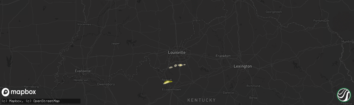 Hail map in Louisville, KY on December 17, 2012