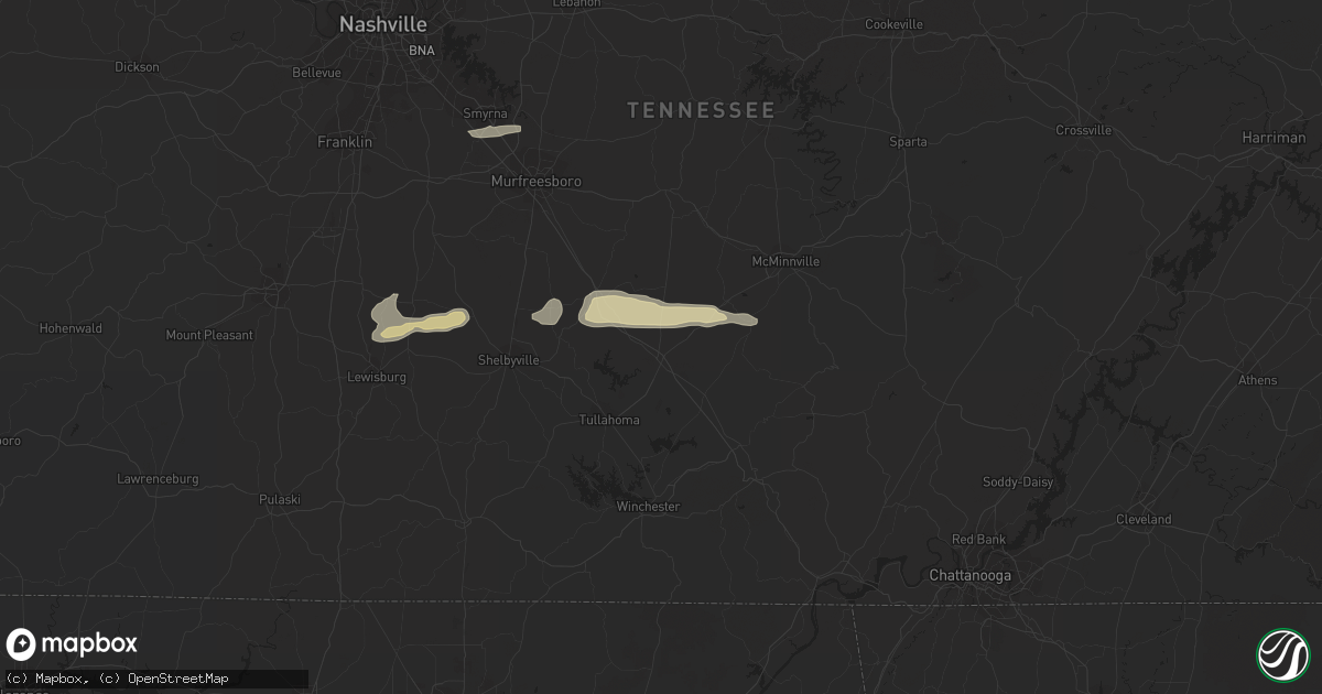 Hail map in Manchester, TN on December 17, 2012