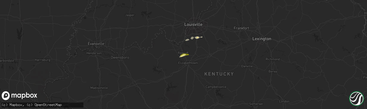 Hail map in Radcliff, KY on December 17, 2012