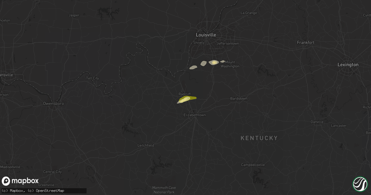 Hail map in Radcliff, KY on December 17, 2012