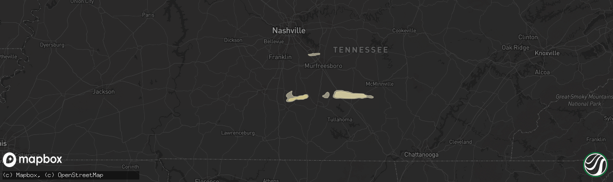 Hail map in Unionville, TN on December 17, 2012