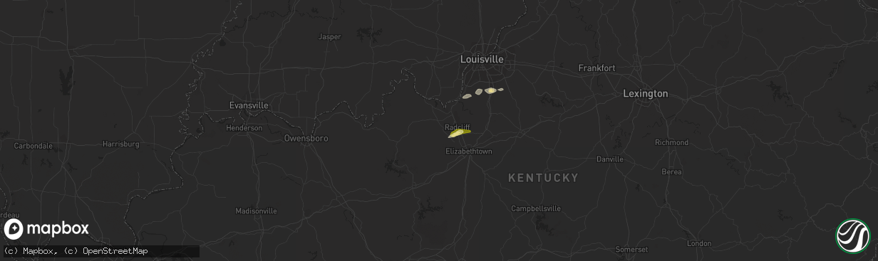 Hail map in Vine Grove, KY on December 17, 2012