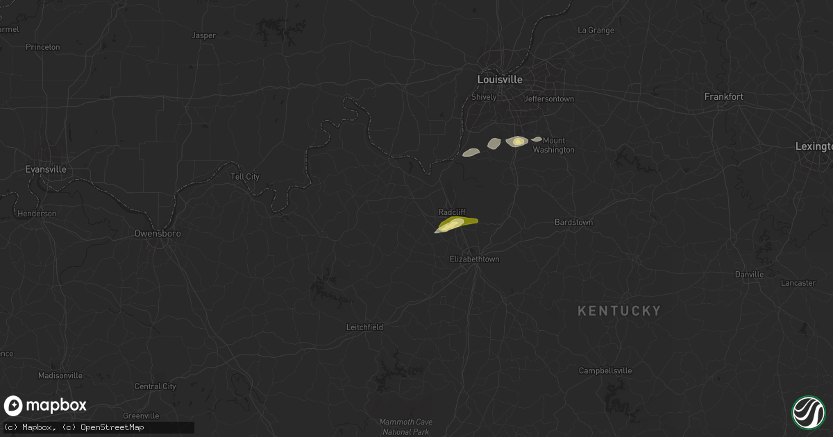 Hail map in Vine Grove, KY on December 17, 2012
