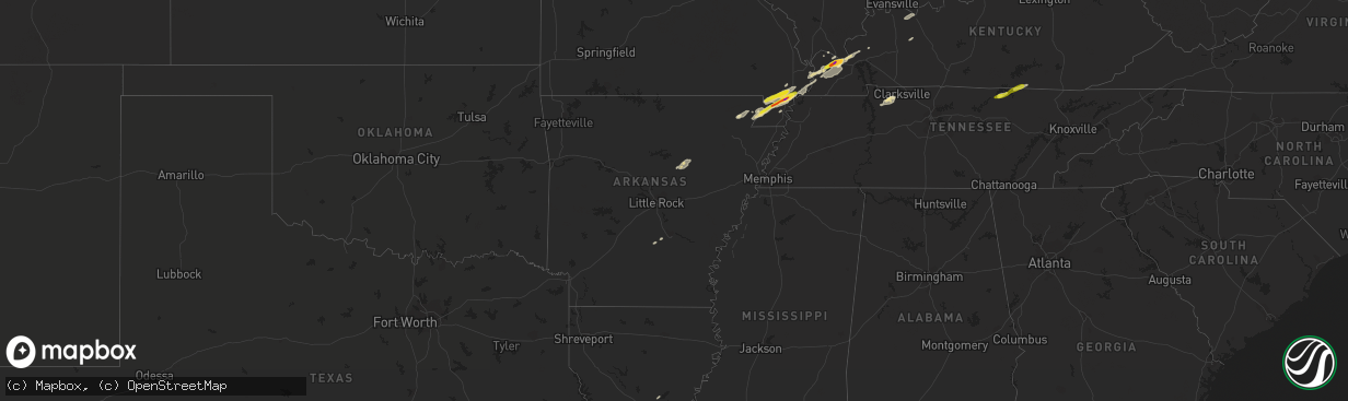 Hail map in Arkansas on December 17, 2016