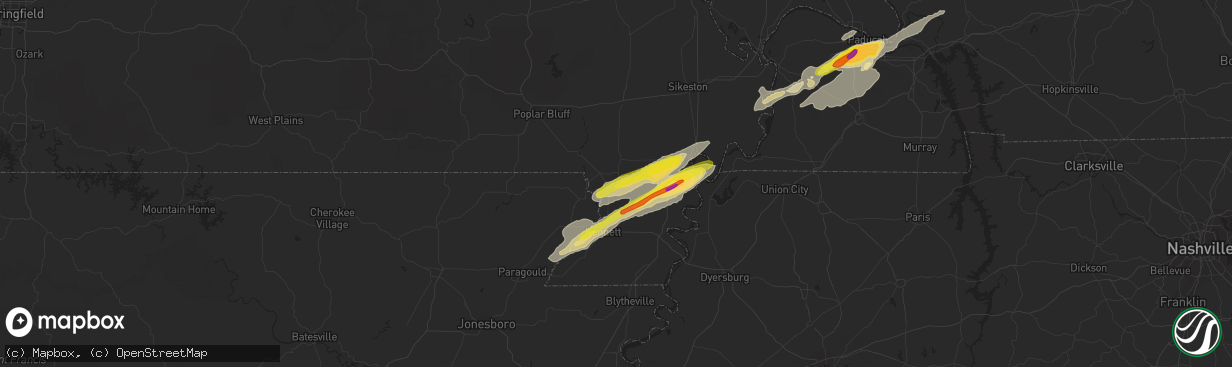 Hail map in Clarkton, MO on December 17, 2016