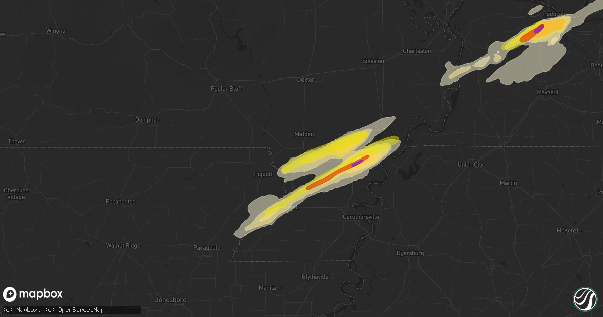 Hail map in Clarkton, MO on December 17, 2016