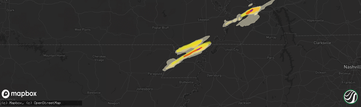 Hail map in Holcomb, MO on December 17, 2016