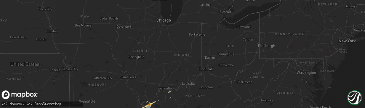 Hail map in Indiana on December 17, 2016