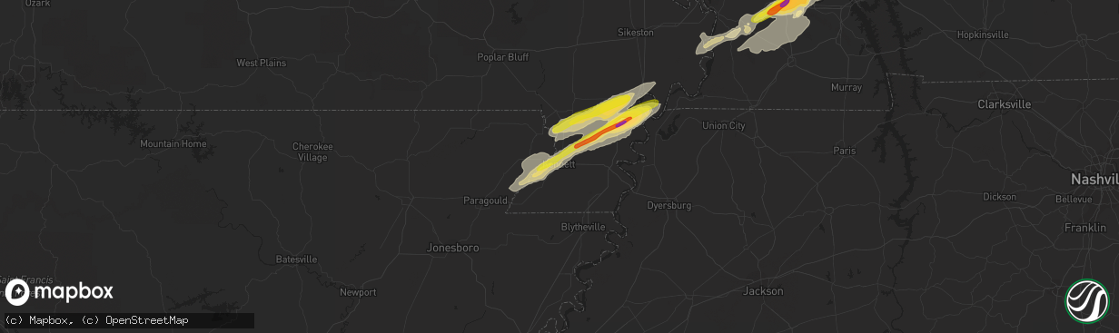 Hail map in Kennett, MO on December 17, 2016