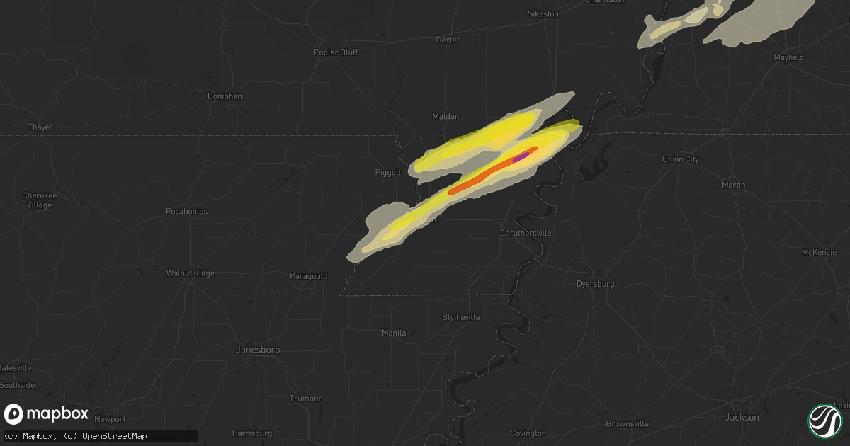Hail map in Kennett, MO on December 17, 2016