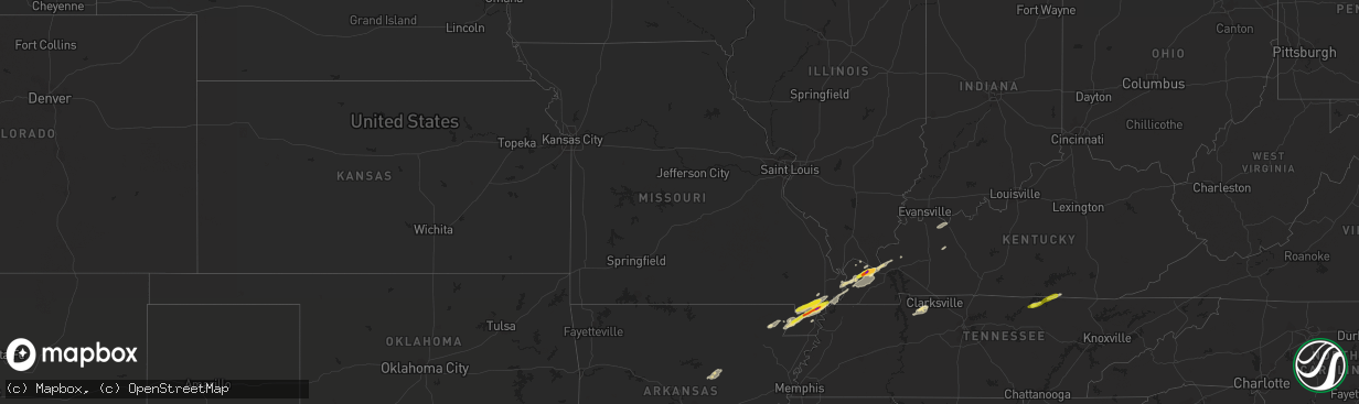 Hail map in Missouri on December 17, 2016