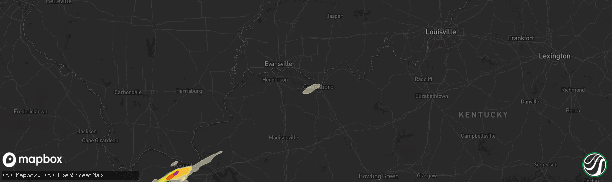 Hail map in Owensboro, KY on December 17, 2016