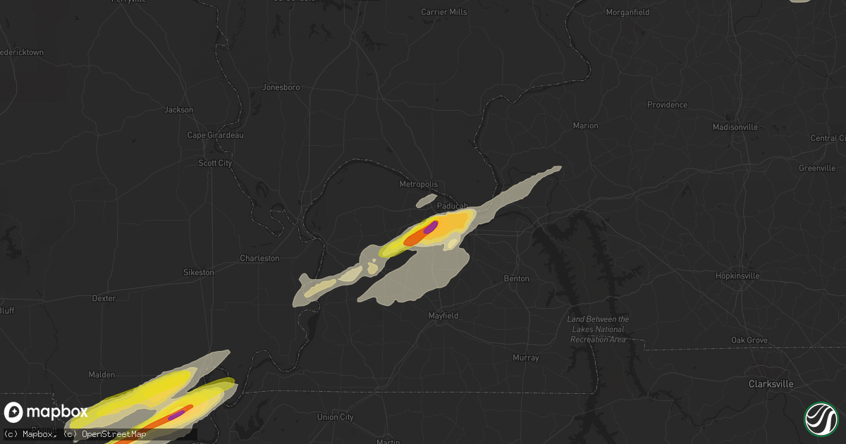 Hail map in Paducah, KY on December 17, 2016