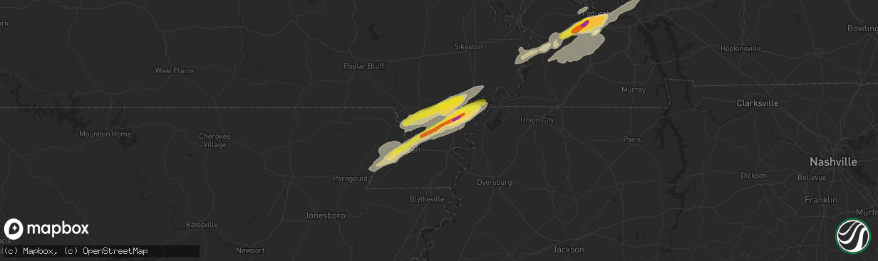 Hail map in Wardell, MO on December 17, 2016