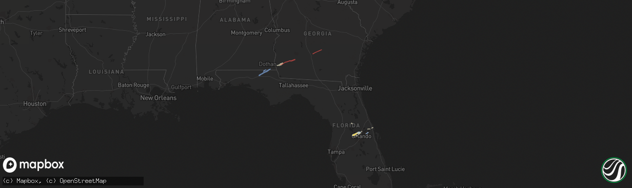 Hail map in Alabama on December 17, 2019