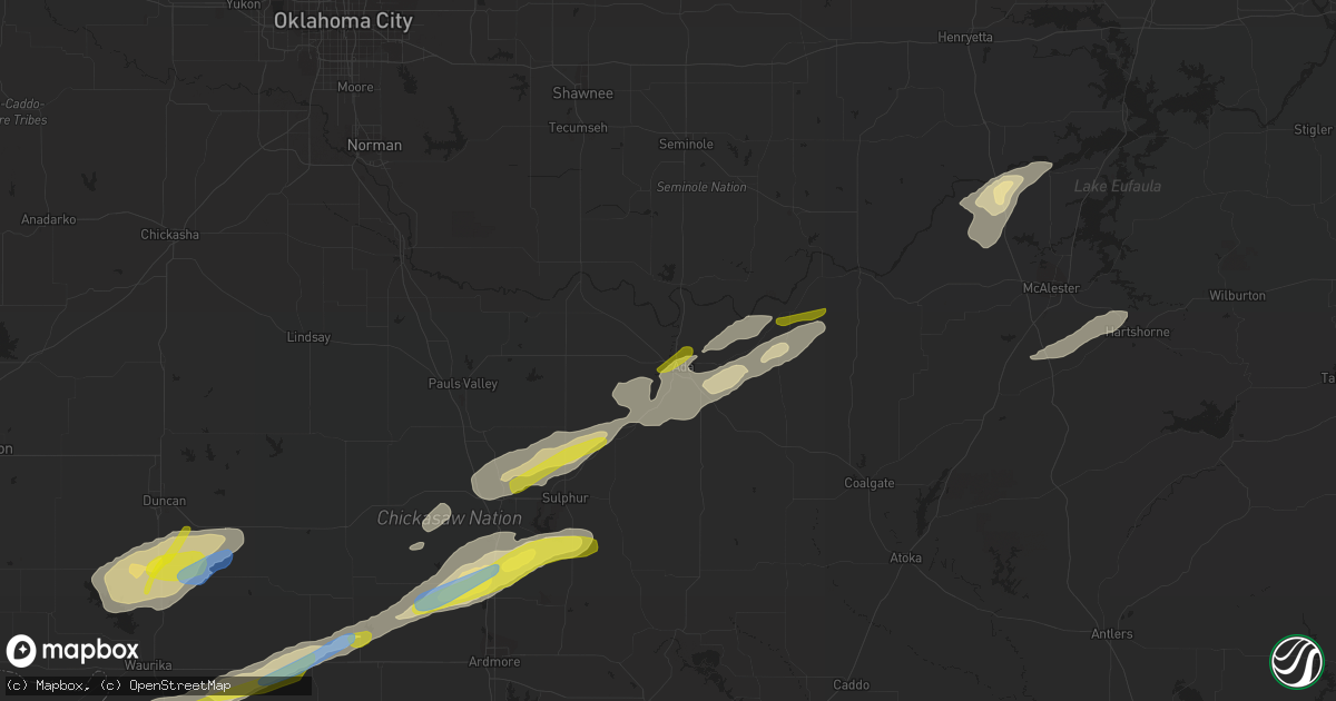 Hail map in Ada, OK on December 17, 2021