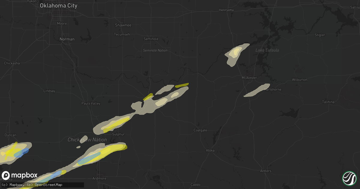 Hail map in Allen, OK on December 17, 2021