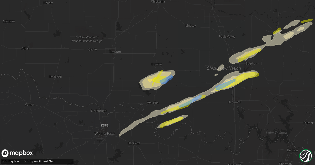Hail map in Comanche, OK on December 17, 2021