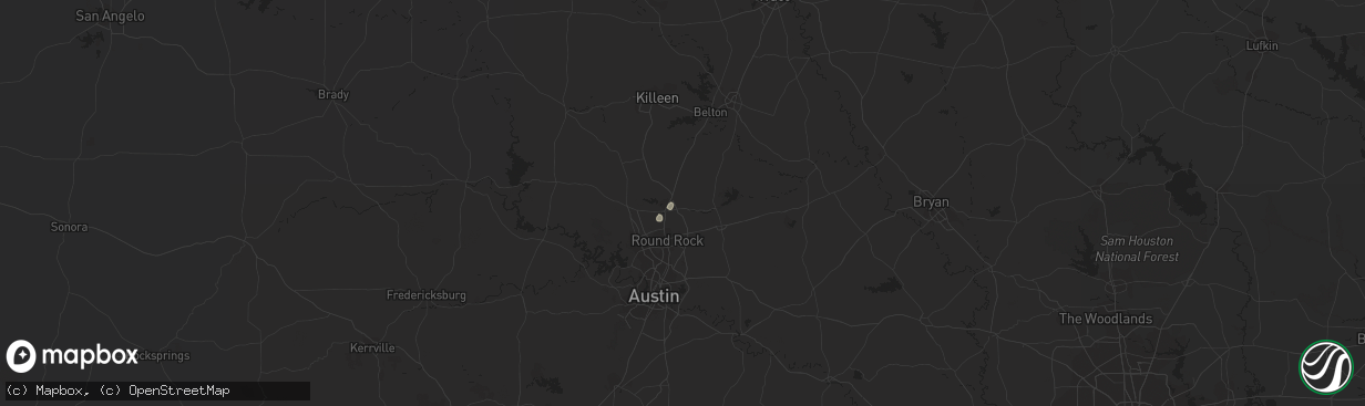 Hail map in Georgetown, TX on December 17, 2021