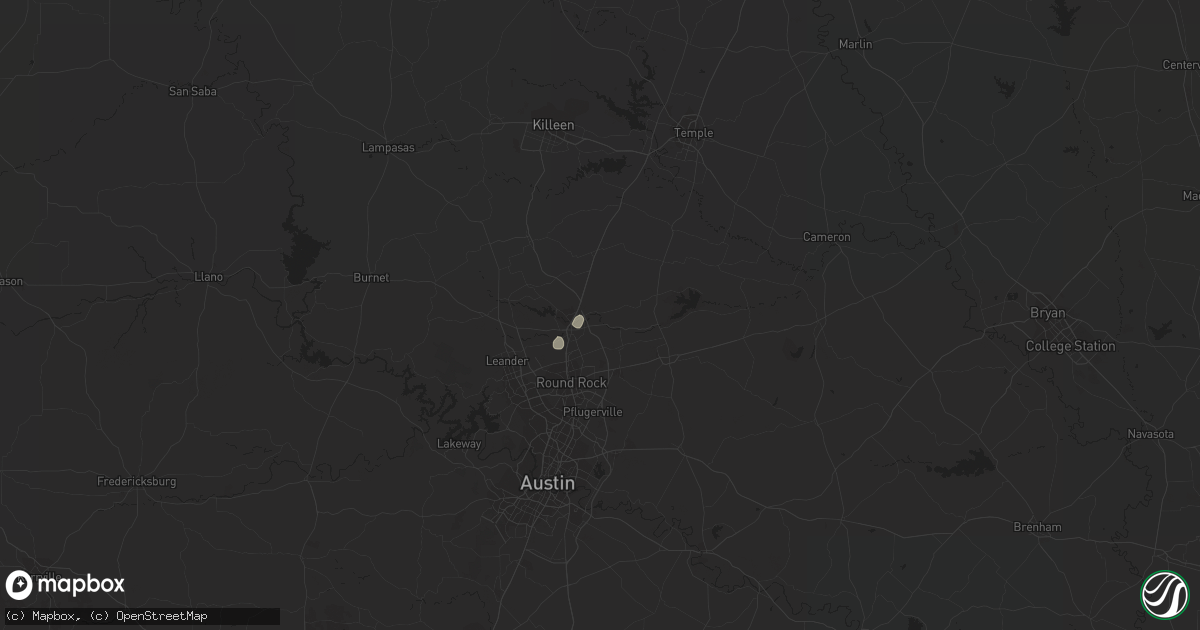 Hail map in Georgetown, TX on December 17, 2021