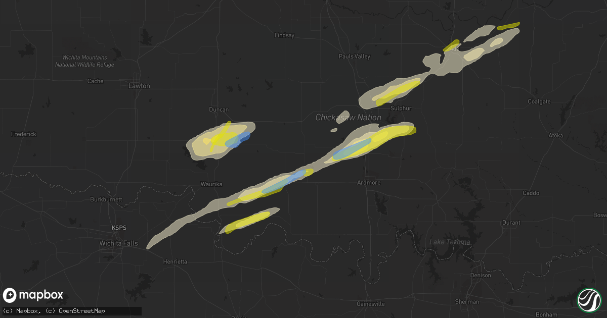 Hail map in Healdton, OK on December 17, 2021