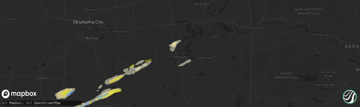 Hail map in Mcalester, OK on December 17, 2021