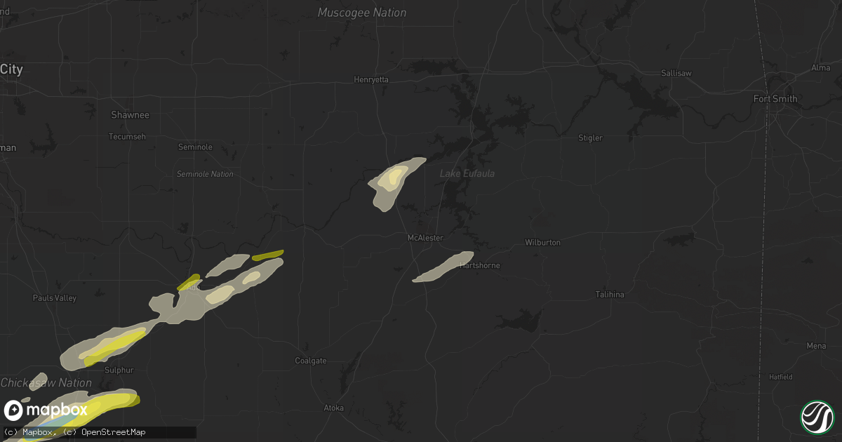 Hail map in Mcalester, OK on December 17, 2021