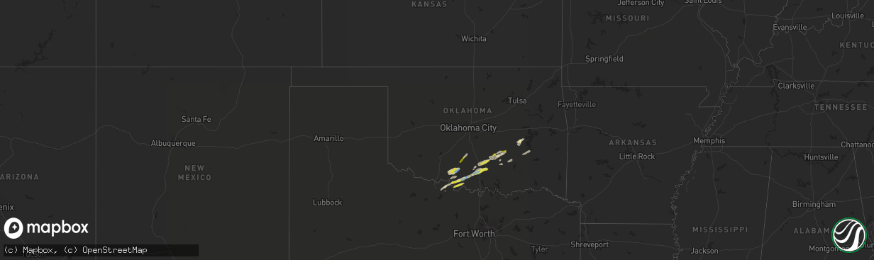 Hail map in Oklahoma on December 17, 2021