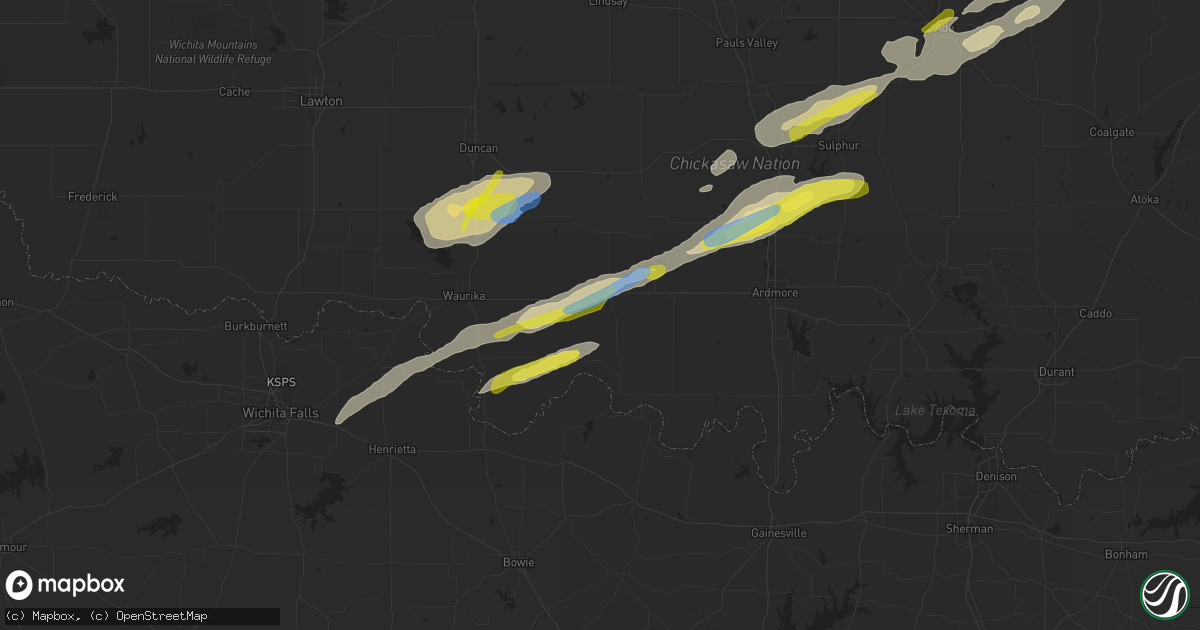 Hail map in Ringling, OK on December 17, 2021