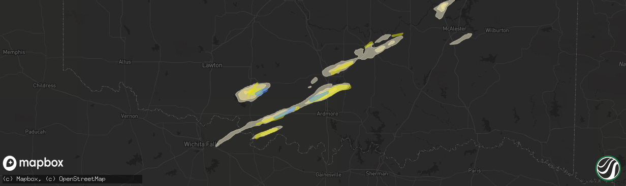 Hail map in Springer, OK on December 17, 2021