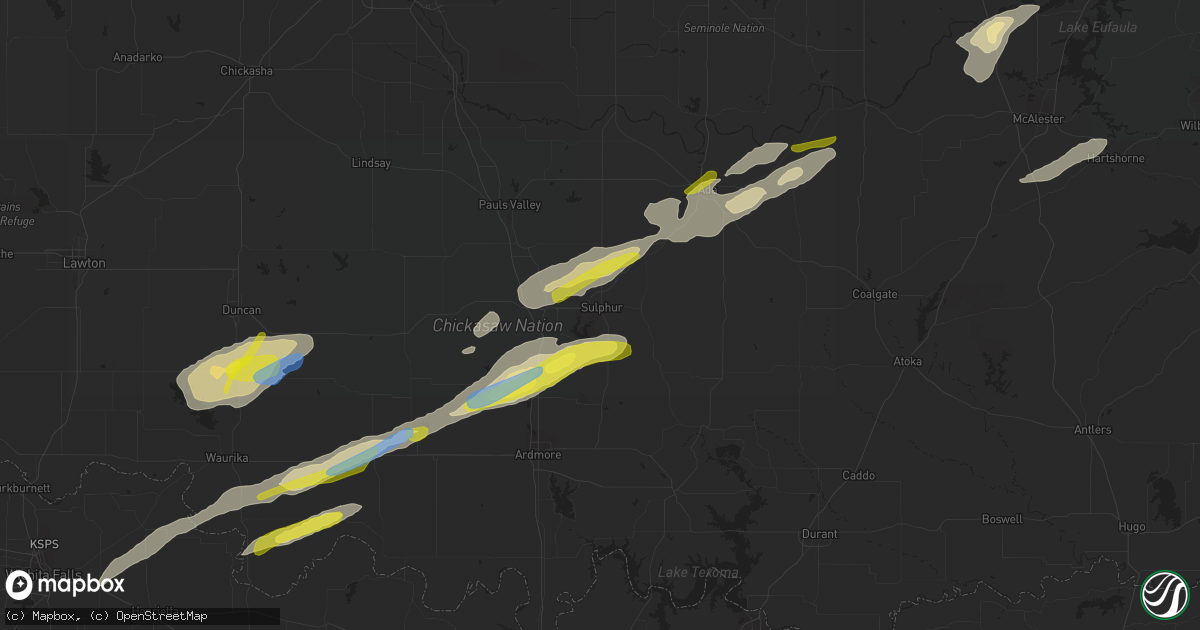 Hail map in Sulphur, OK on December 17, 2021