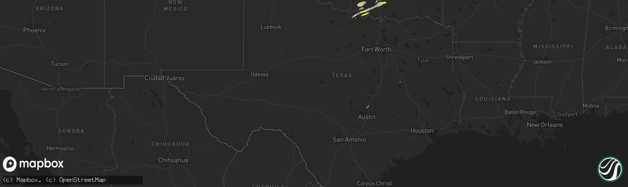 Hail map in Texas on December 17, 2021