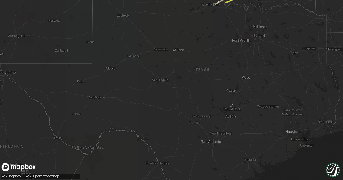 Hail map in Texas on December 17, 2021