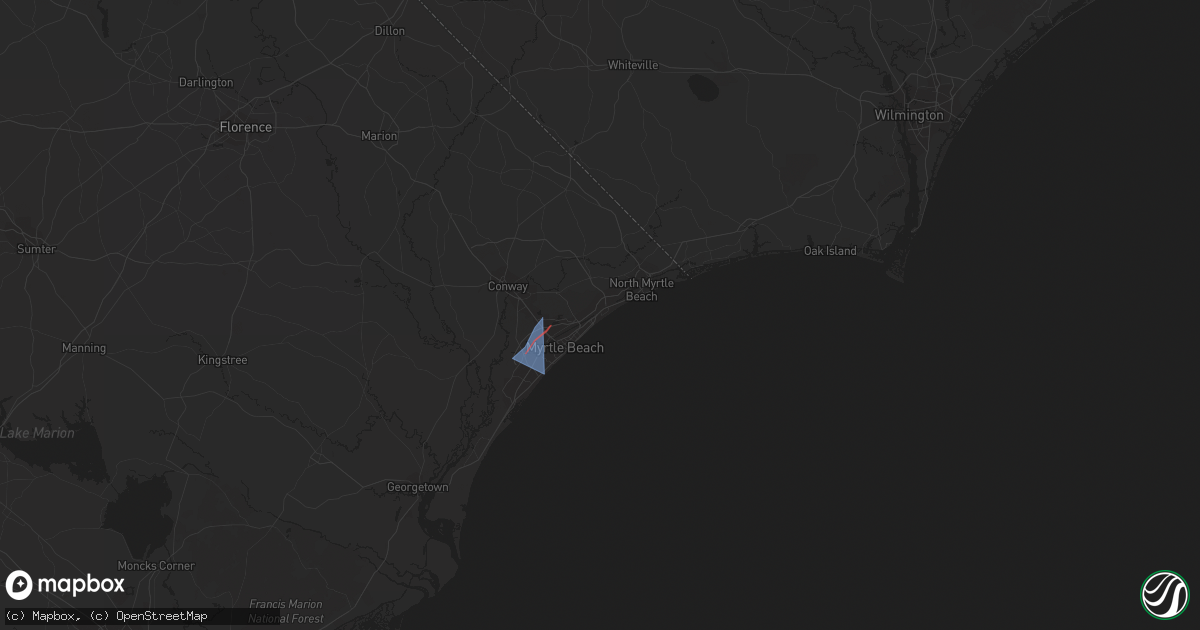 Hail map in Myrtle Beach, SC on December 17, 2023