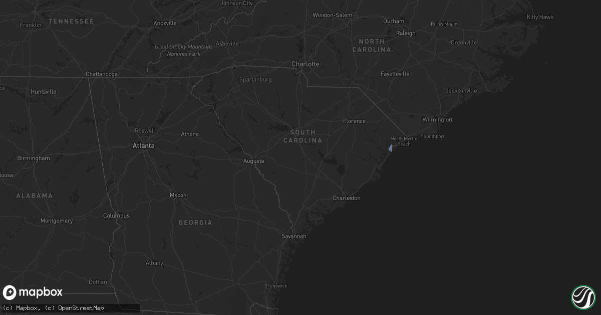 Hail map in South Carolina on December 17, 2023