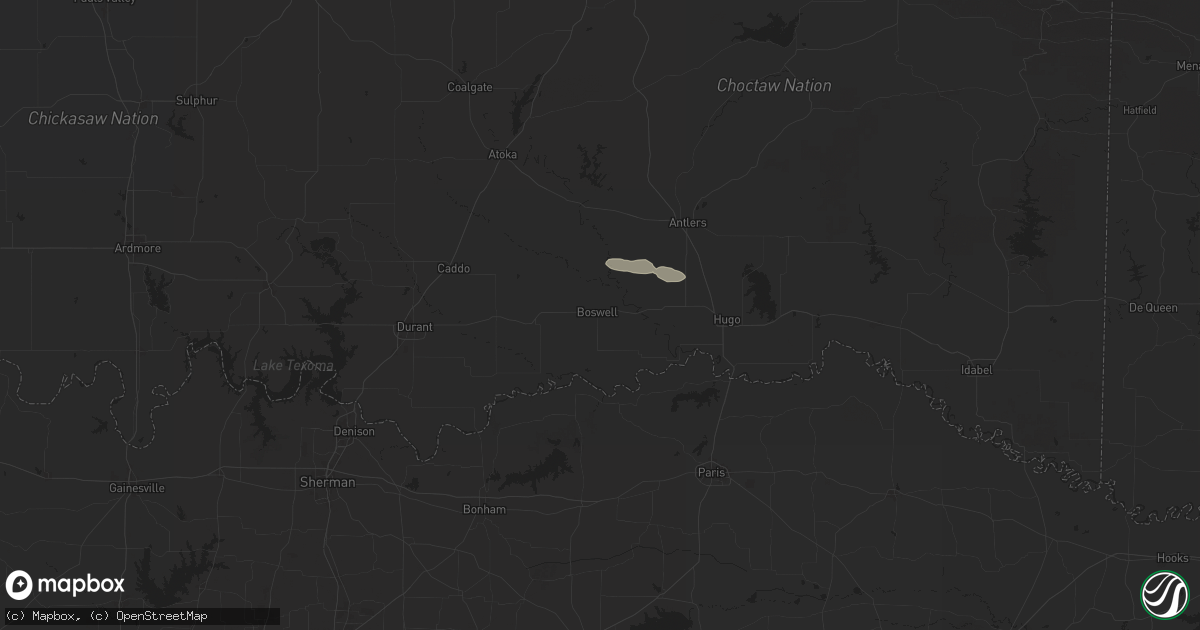 Hail map in Boswell, OK on December 17, 2024
