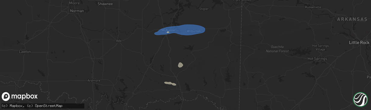 Hail map in Clayton, OK on December 17, 2024