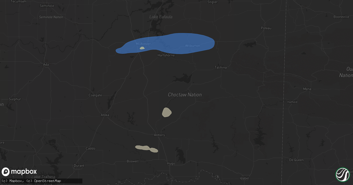 Hail map in Clayton, OK on December 17, 2024