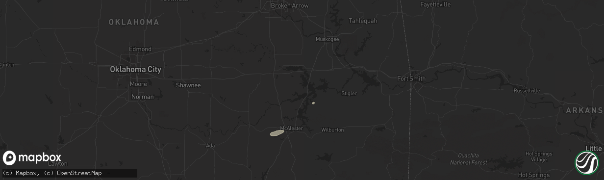 Hail map in Eufaula, OK on December 17, 2024