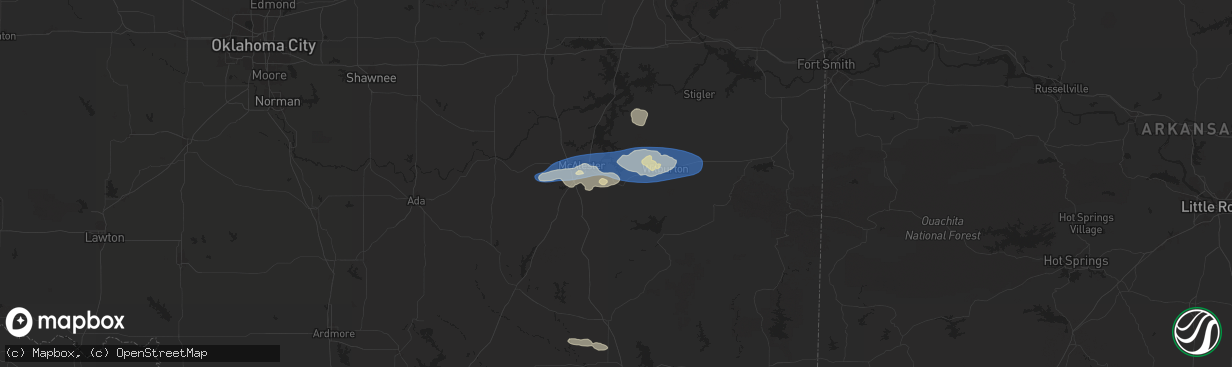 Hail map in Haileyville, OK on December 17, 2024