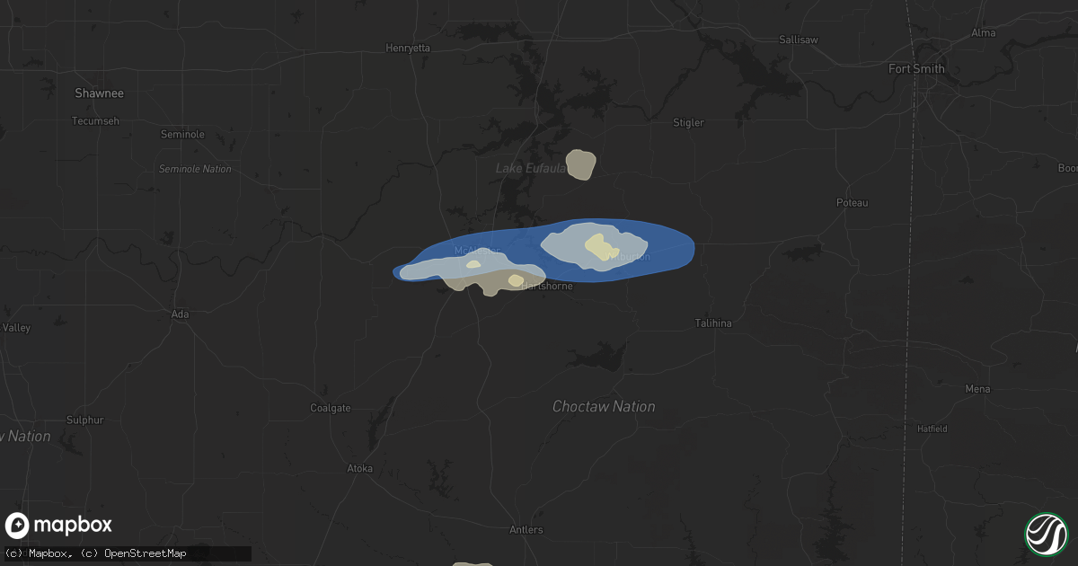 Hail map in Haileyville, OK on December 17, 2024