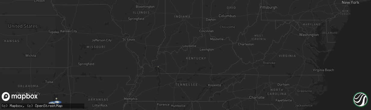 Hail map in Kentucky on December 17, 2024